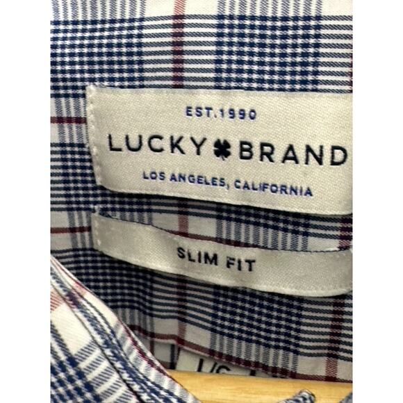 Lucky Brand Blue Plaid Slim Fit Long Sleeve Button Down Shirt Large 16 32/33 - Picture 7 of 7